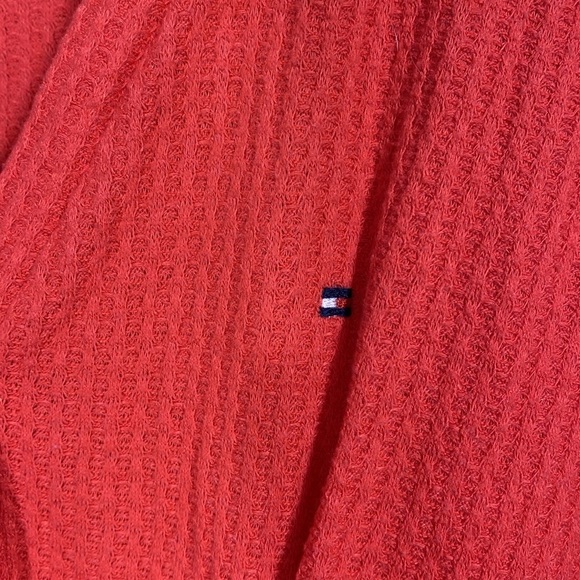 🌸Tommy Hilfiger Womens Ribbed Button Front Top Red Medium - Picture 4 of 9